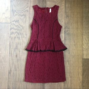 Merlot Lace Peplum Dress
